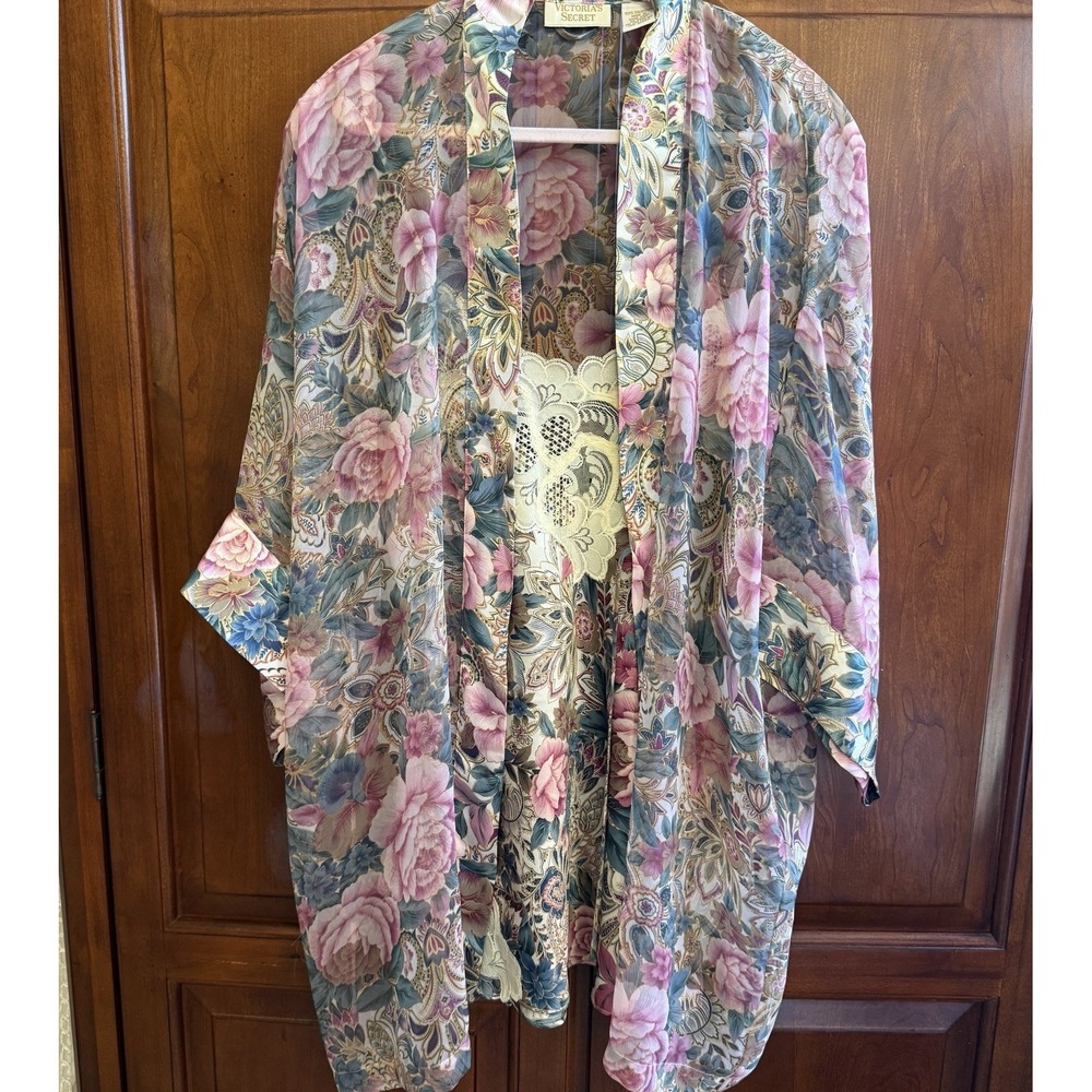 Vintage 90s Gold Label Victoria's Secret‎ 3pc Sheer Floral Lace Lingerie Set SP